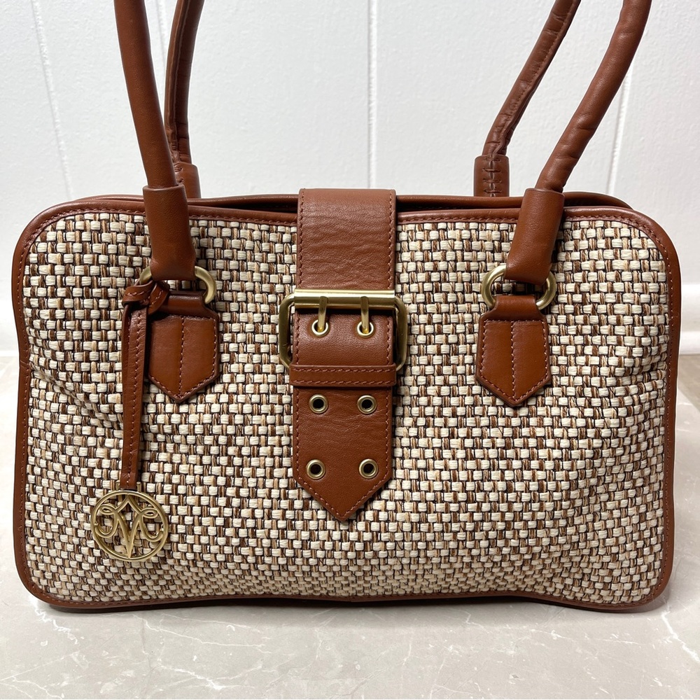 Johnston & Murphy Weave Brown Leather Handbag